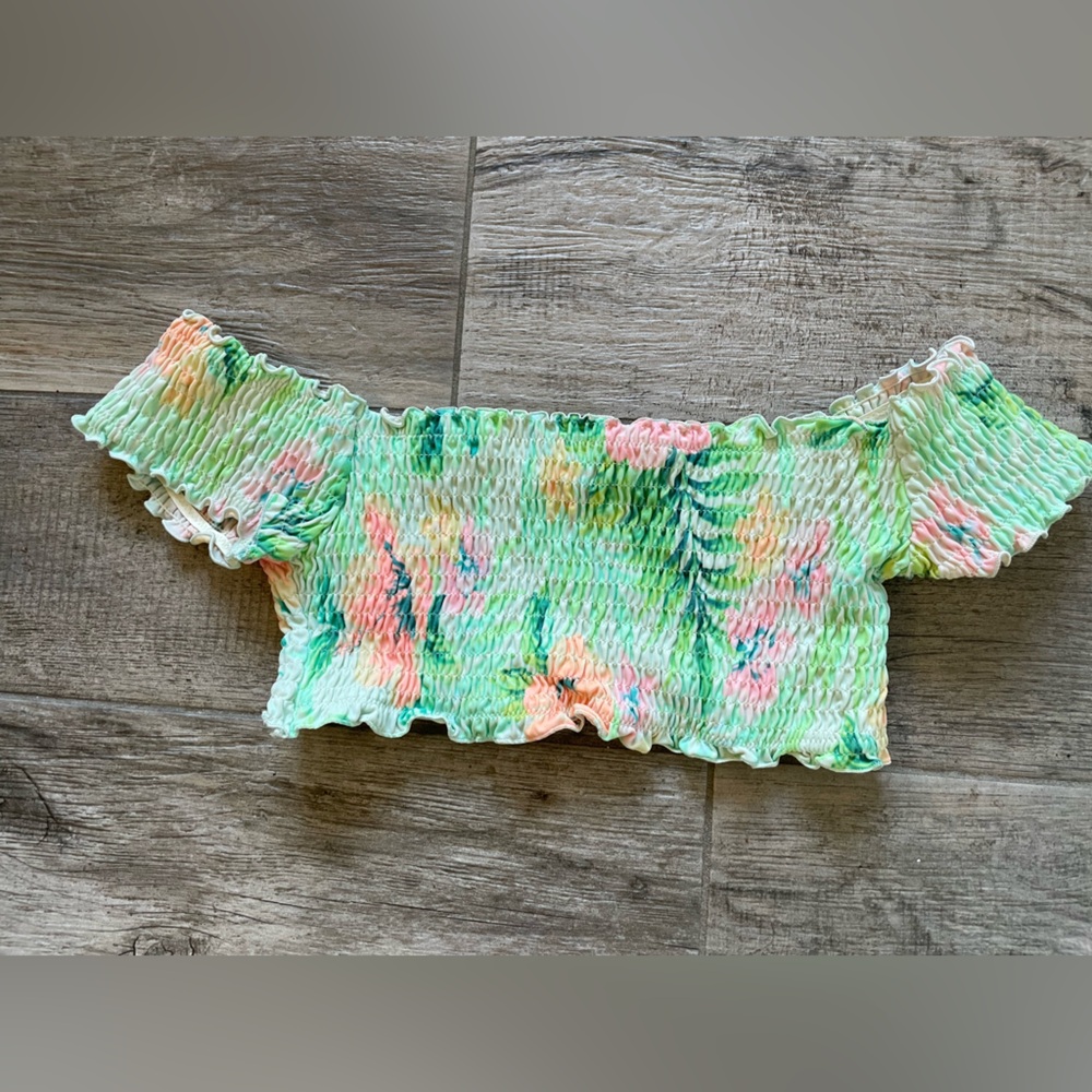 ❤️ PINK OFF THE SHOULDER FLORAL BIKINI TOP size small